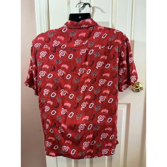 Ohio State Buckeyes Hawaiian Shirt Mens Medium Short Sleeve Rayon Button Up - Picture 2 of 6